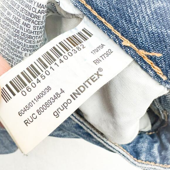 Zara Ripped Straight Leg Distressed Denim Jeans Light Wash Size 6 - Picture 7 of 9